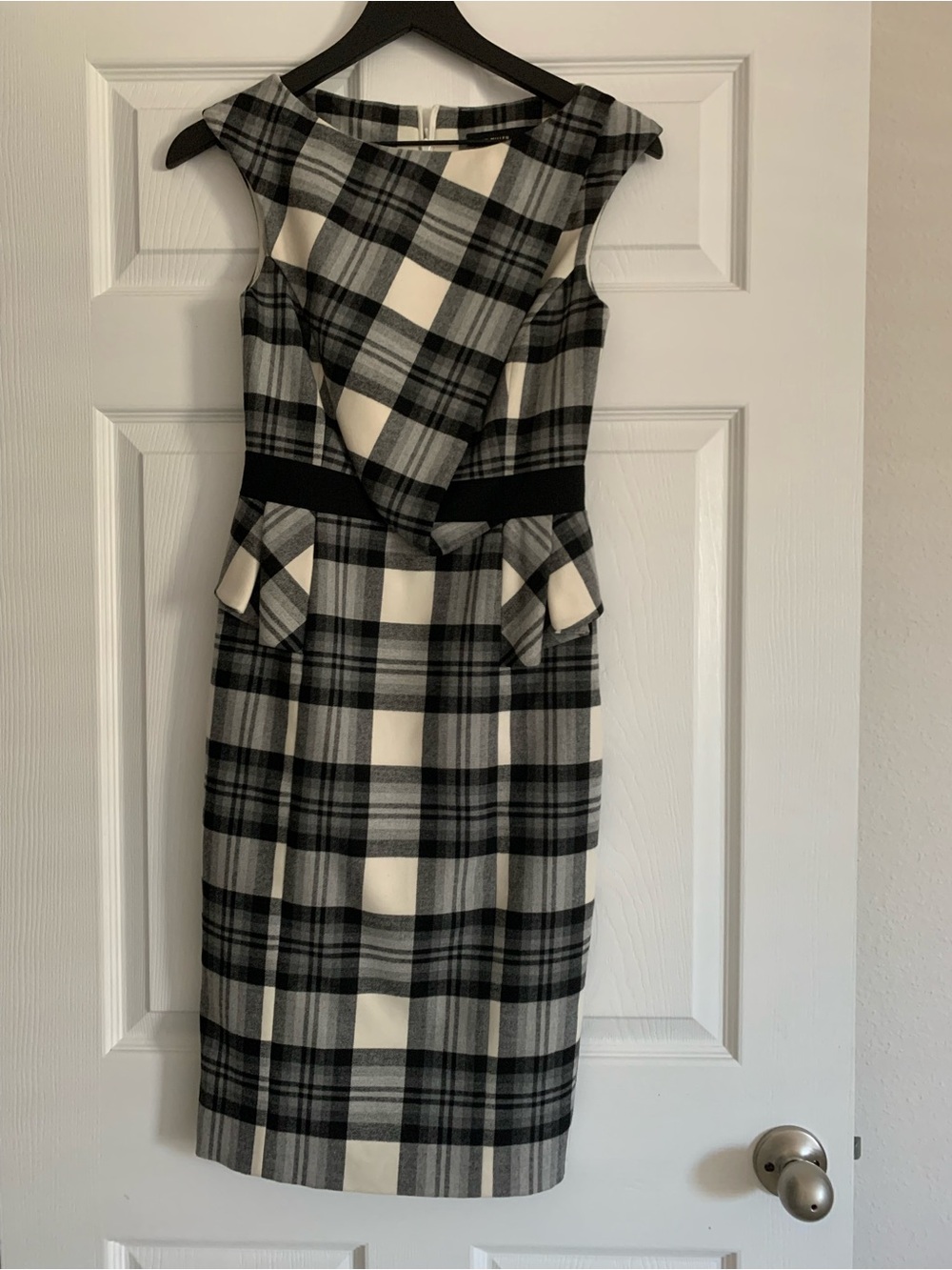 Karen Millen Black & White Plaid Sheath Dress